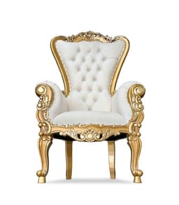 White and Gold Throne Chair Small Image