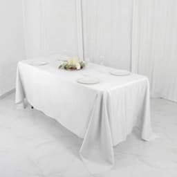 White Polyester Rectangle Tablecloth Small Image