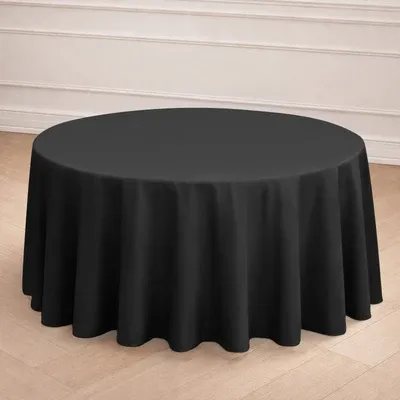 Black Polyester Round Tablecloth